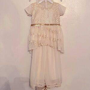 White and Gold Sequin 3 piece dress